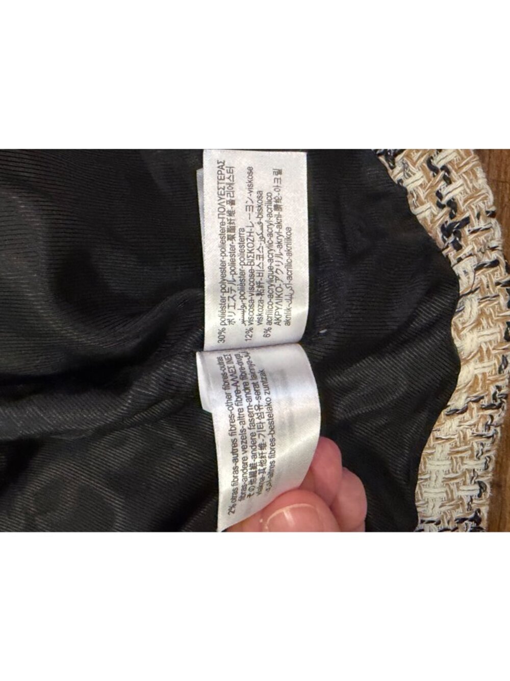 Zara Women’s Tweed Jacket Cream/Black Plaid Sz Large - Picture 6 of 12
